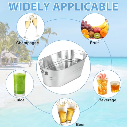 MIVIDE 4 Pack Galvanized Tub 3.3 Gallon Ice Bucket Large Metal Champagne Drink Bucket with Handles Galvanized Ice Buckets ...