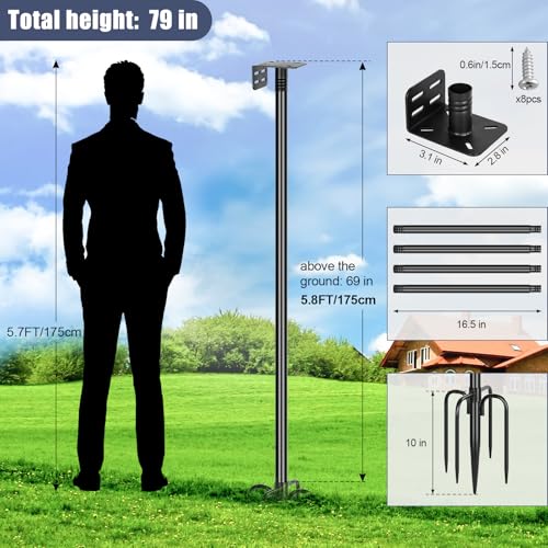 Gtongoko Smart Bird Feeder Pole 1-Inch Dia 79 Inch Bluebird House Pole for Outdoors Weather Station Heavy Duty Metal Mount...