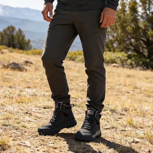 KEFUWU Men's Hiking Boots Waterproof Non-Slip Leather Mid Top Ankle Boot Lightweight Hiker Breathable Trekking Boot