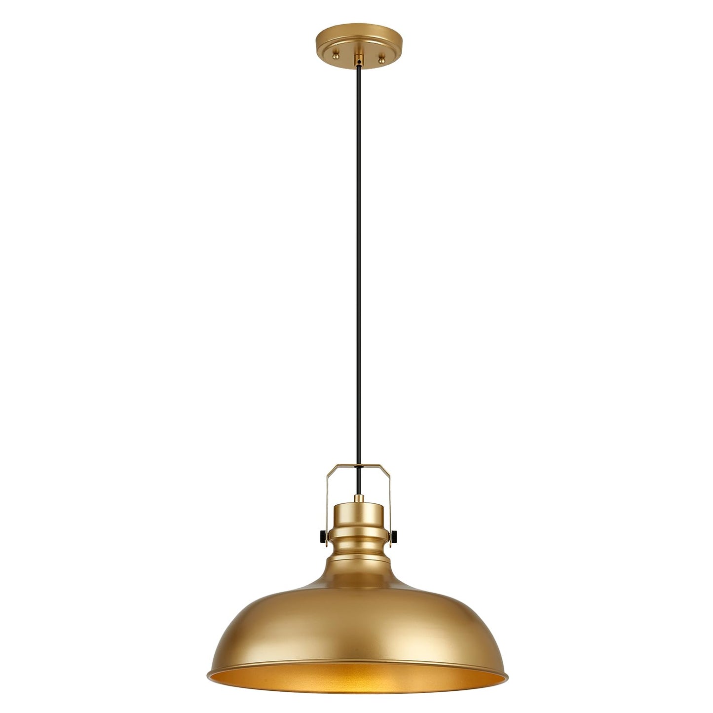 Alaislyc Gold Farmhouse Pendant Lights 16 Inch Matte Pendant Lighting For Kitchen Island Industrial Adjustable Height Vintage Dome Hanging Light Fixtures For Barn  Dining Room 1 Pack