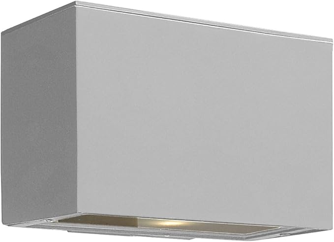 Hinkley Atlantis Extra Small Up/Down Wall Mount Outdoor Lantern - Aluminum, Etched Glass Lens, Integrated LED, Dark Sky - Titanium Finish