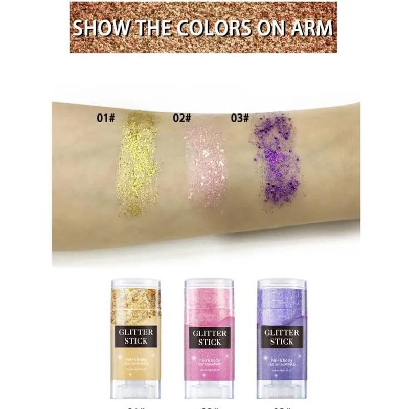 Body Glitter Stick, Perfect Sparkling Christmas Hair & Face Glitter Makeup Neon Outfit Singer Concert Music Rave Festival ...