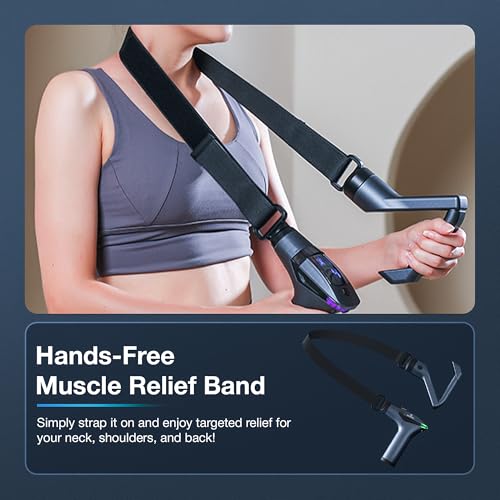 ELEVANZA 3-in-1 Massage Gun Extended Handle & Belt with 12 Speed Levels & 4 Replaceable Heads for Athletes, Gym Recovery a...
