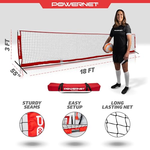 PowerNet Soccer Tennis Net, Portable Instant, Indoor Outdoor, Metal Collapsible Base Weighted, Durable Vertical Bow Posts,...