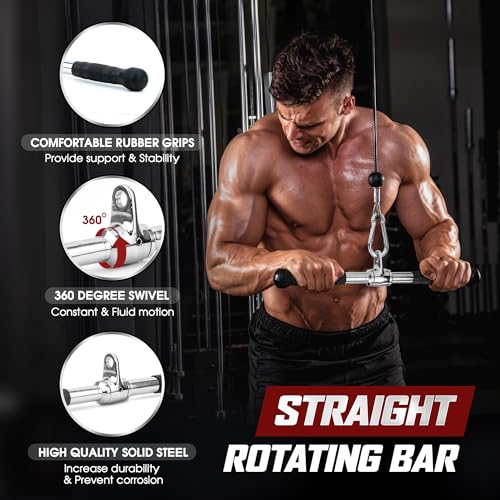 Yes4All Cable Machine Attachment, Double D Handle & Tricep Rope Cable Attachment, Weight Machine Accessories Load 880 LB f...