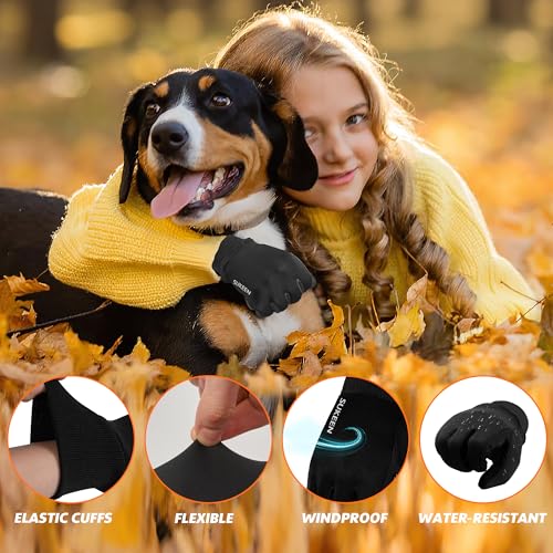 Sukeen Kids Winter Gloves, Touchscreen Anti-Slip Kids Cycling Gloves for Kids Boys Girls, Lightweight Boys Gloves for Runn...
