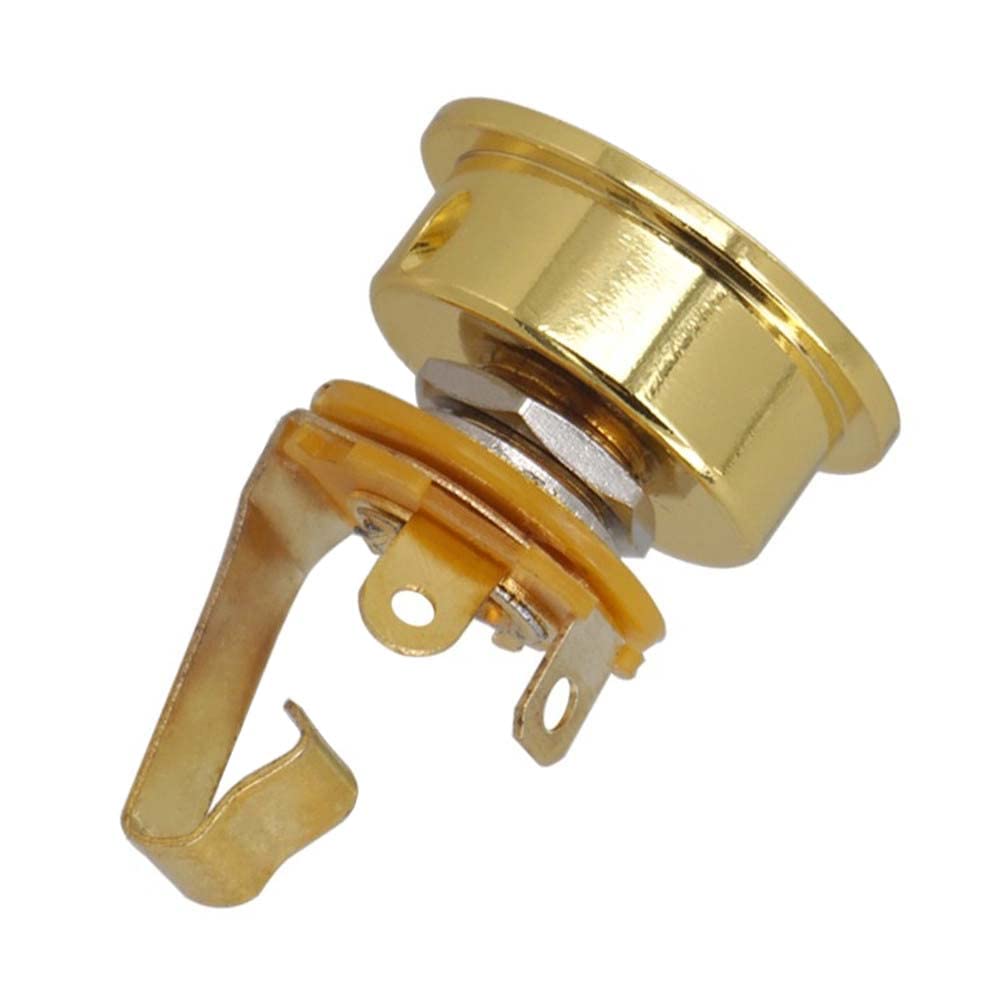 1/4 Output Jack Round Cup Plate Socket For Fender Telecaster Electric Guitar Accessory (Gold)