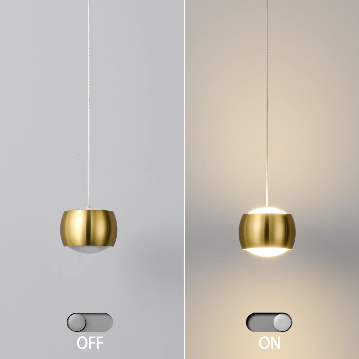 Adcthome Modern Led Dimmable Pendant Light Fixtures Mini Island Pendant Lighting For Kitchen Island Dinning Room Bedroom Bar  Kitchen Island Ceiling Hanging Light Fixtures(Gold-1-Pack)