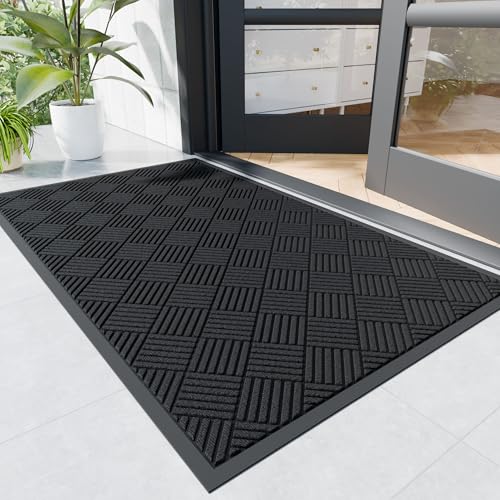 Naturei Durable Indoor Outdoor Door Mat, 4' x 6' Heavy Duty Front Door Mat for Entryway, Non-Slip Backing, Stain and Fade ...