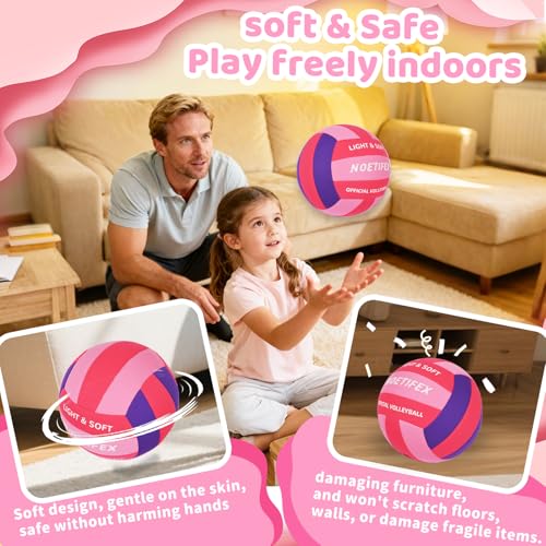 Noetifex Soft Volleyball-Super Soft Fabric Light Volleyball for Indoor Practice Safe and Quiet Kids Youth Beginners House ...