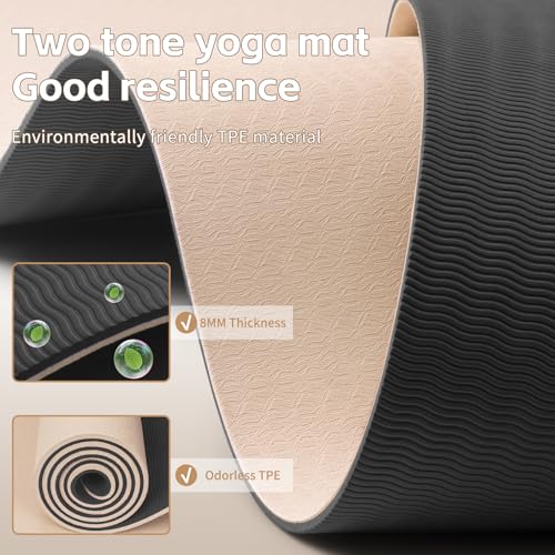 PAIDU Yoga Mat 8mm Super Thick TPE Fitness Mat | SGS Certified | Non-Slip, Odorless & Tear-Resistant | Unisex with Strap |...