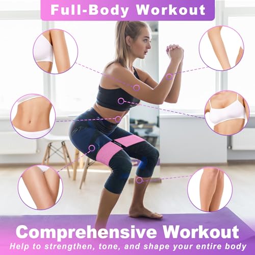Honmein Resistance Bands for Working Out, 3 Levels Exercise Bands Workout Bands Set for Women Men, Hip Legs Booty Bands fo...