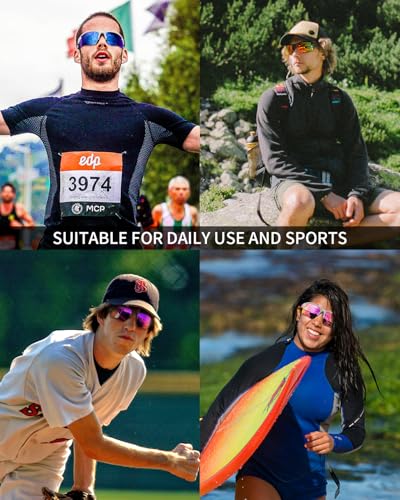Rosemal Polarized Sunglasses for Men Women Running Sunglasses Sports Cycling Driving Fishing Baseball Golf TAC UV400 TR90