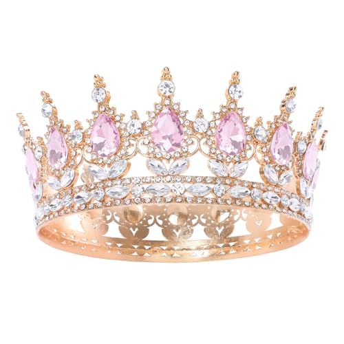 Feltent Pink Queen Crown for Women Crystal Tiara for Women Rhinestone Wedding Headband for Bride Hair Accessories for Cost...