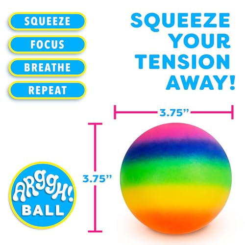 Power Your Fun Arggh Rainbow Giant Stress Balls for Adults - 3.75 Inch Large Stress Balls for Kids Squishy Toys Ball Stres...