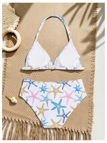 Verdusa Girl's 2 Piece Cute Bathing Suits Halter Backless Bikini Set Girls Swimsuits Triangle Bikinis