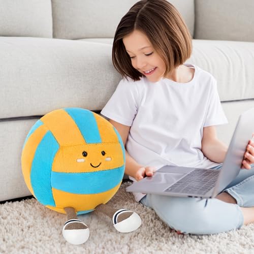 Cufoje Cute Volleyball Stuffed Animal, 11.2 inch Volleyball Stuffed Toy, Soft Volleyball Plush with Legs Sports Throw Pill...