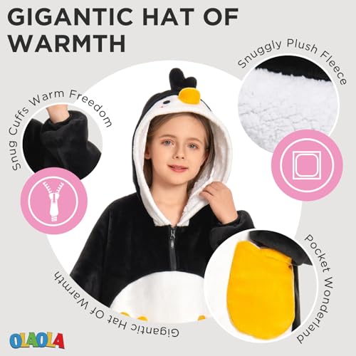 OLAOLA Wearable Blanket Hoodie for Adults - Oversized Animal Hooded Blanket - Soft Warm Cozy Sherpa Fleece Sweatshirt