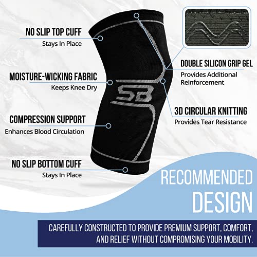 SB SOX Compression Knee Brace - Great Support That Stays in Place - Perfect for Recovery, Everyday Use - Best Treatment fo...