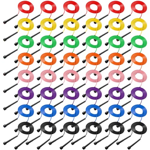 Silipull 72 Pcs PVC Jump Ropes for Fitness 9.2 ft Adjustable Skipping Rope Versatile Unbreakable Speed Rope with Plastic H...