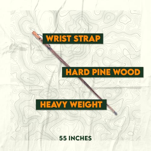 SE 55-Inch Bigfoot Stamped Hard Pine Hiking, Walking, Trekking Stick with Metal Reinforced Rubber Tip
