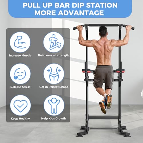 ZENOVA Pull Up Bar Dip Station Multi-Function Strength Training Equipment for Men Women Muscle Building 330/400 LBS Weight...