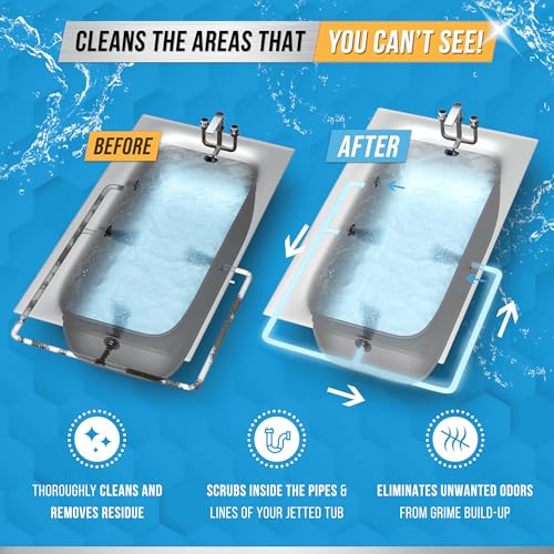 Jetted Tub Cleaner Bathtub Tabs - 12 ACTIVE Cleaning Tablets, Compatible with Whirlpool & Spa Bath System, Jets, Whirl Tub...
