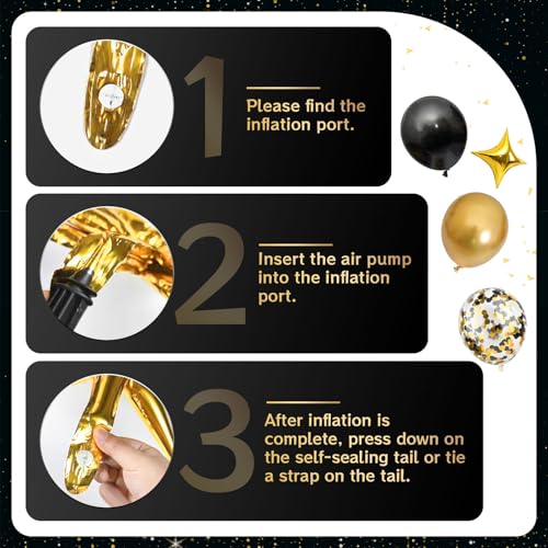 AivaToba Black and Gold Balloon Arch Kit, 126PCS Black and Gold Party Decorations for 2026 Prom, Anniversary, Graduation, ...