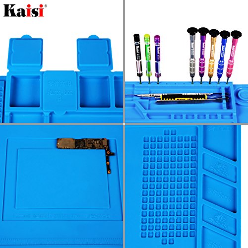 Kaisi Heat Insulation Silicone Repair Mat with Scale Ruler and Screw Position for Soldering Iron, Phone and Computer Repai...