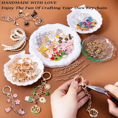 Wurosi 325Pcs Charms Lip Gloss Keychain Making Kit, Including 20 Keychain Clips 25 Extender Chain 118 Charms Jewelry Plie...