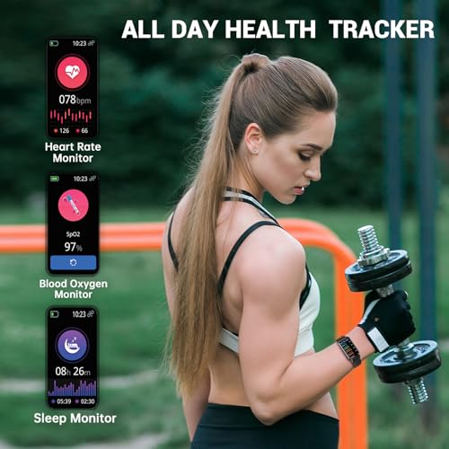 Runlio Fitness Trackers, 1.47 Inch Smartwatch, Touchscreen Activity Tracker with Thin Smartband Design, 5ATM Waterproof Fi...