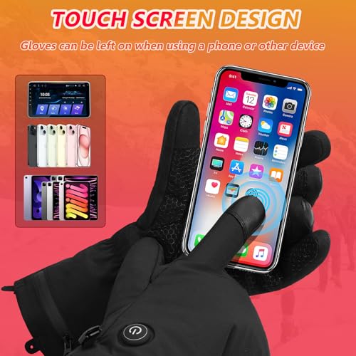 Hinsole Heated Gloves for Men Women, Upgraded Rechargeable Winter Work Sports Gloves, Touchscreen-Friendly, Rapid Heat
