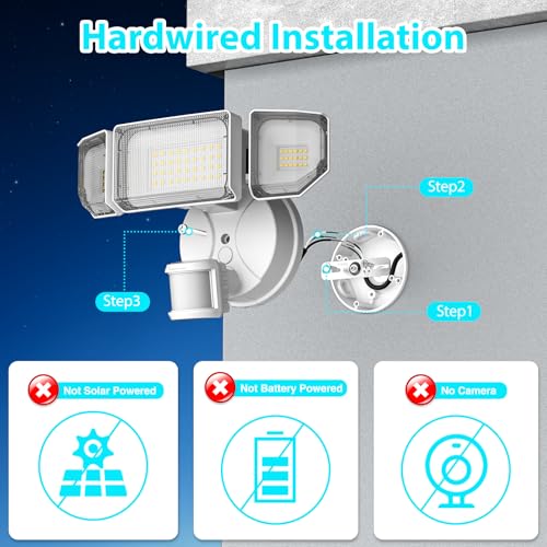 Abovizo 85W LED Security Lights Motion Sensor Light Outdoor, 8500LM Dusk to Dawn, IP65 Waterproof, 6500K, 3 Head Motion De...