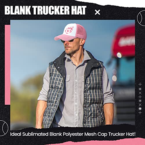10 Pcs Sublimation Blank Trucker Hats Bulk Mesh Baseball Cap Polyester Mesh Trucker Hat for Men and Women