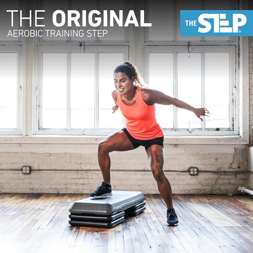 The Original STEP Exercise Step Platform, Health Club Size Stepper for Exercise at Home with 4 Stackable Risers for Height...