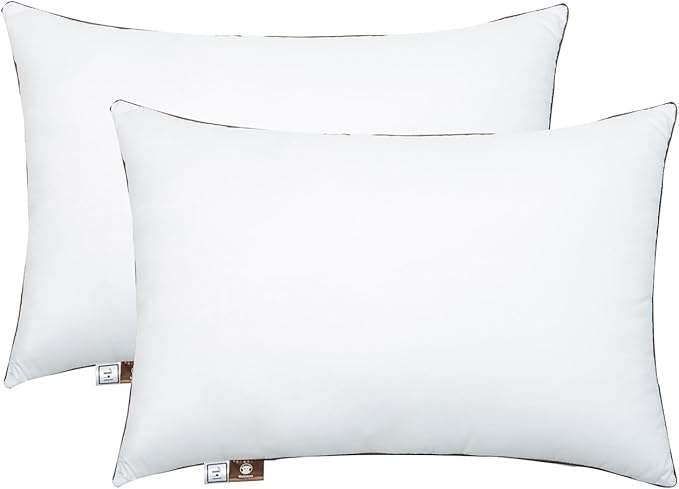Premium 2-Pack Sleeping Pillow, Bed Pillow, Super Soft Down Alternative with Washable Covers, Microfiber Filling, Set of 2 (Stripe, Standard)