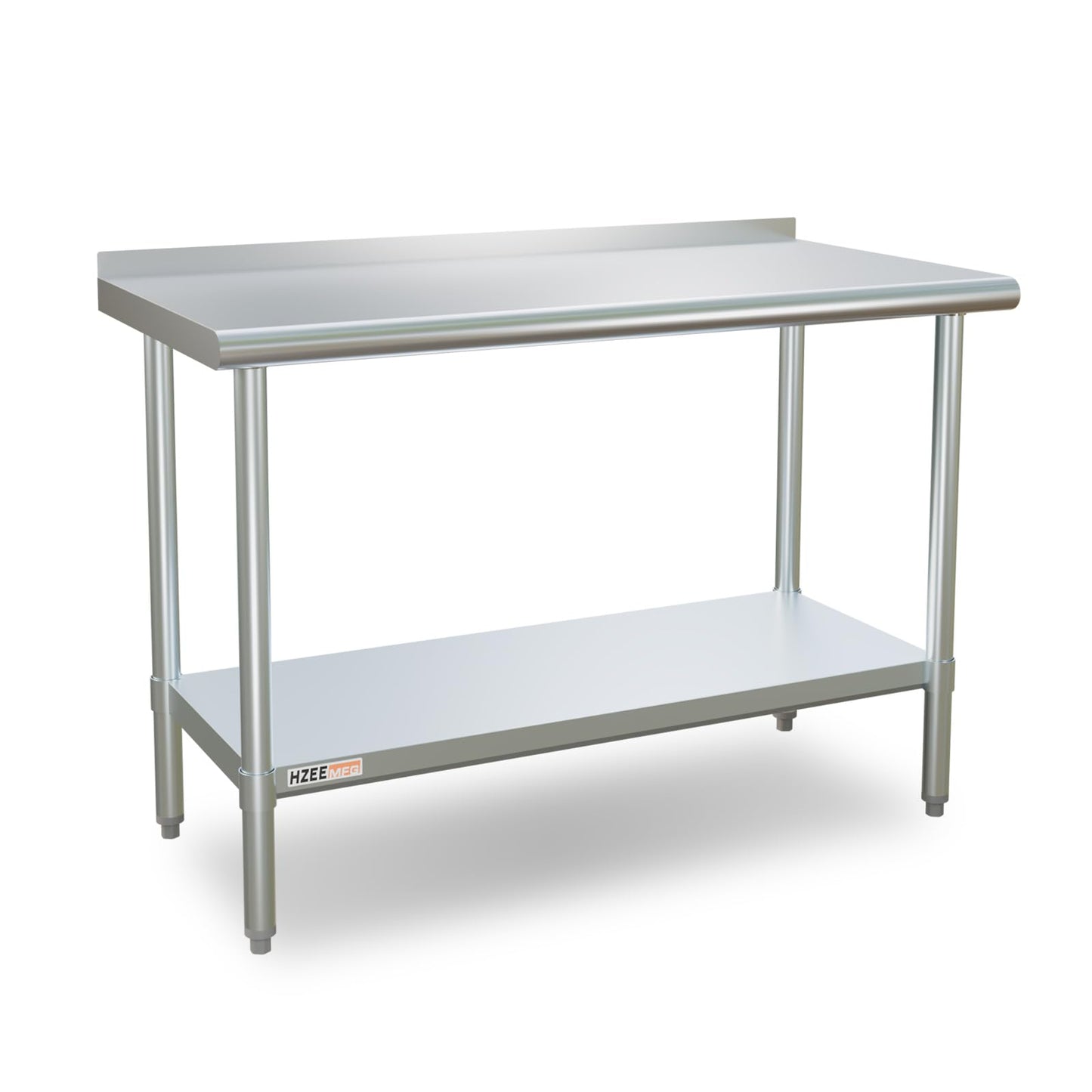 HZEEMFG Stainless Steel Table for Prep & Work 24 x 48 inches,4ft,Heavy Duty Metal Table with Backsplash for Commercial Kitchen, Restaurant, Home, Hotel, Laundry Room,Garage, Workshops