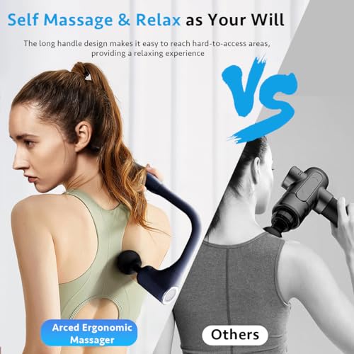 iKyoor Massage Gun with Exended Handle Deep Tissue Back Massager for Pain Relief with Silicone Sleeves, 12MM Percussion Ne...