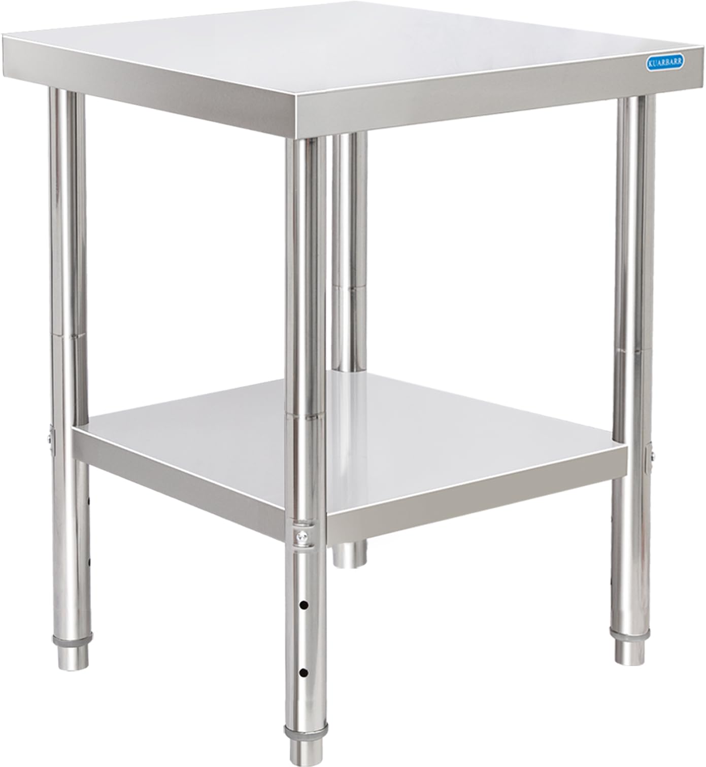 KUARBARR Stainless Steel Table for Prep & Work with Undershelf 24 x 24 Inches NSF Metal Commercial Kitchen Prep Table with Adjustable Under Shelf Worktable for Restaurant Home Outdoor