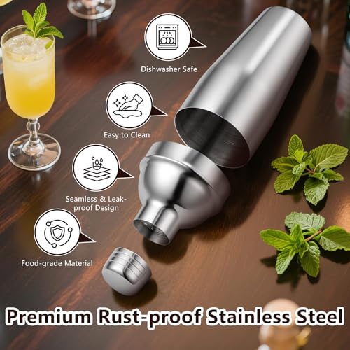 Roylvan Bartender Kit, 23 Piece Professional Cocktail Shaker Set with Stand Shaker Spoon Jiggers Cocksrew, All Essential B...