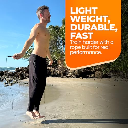 LYRA Adjustable Speed Jump Rope – 360° Ball Bearings, Steel Cable & Aluminum Handles – Fast Double Unders for CrossFit, HI...