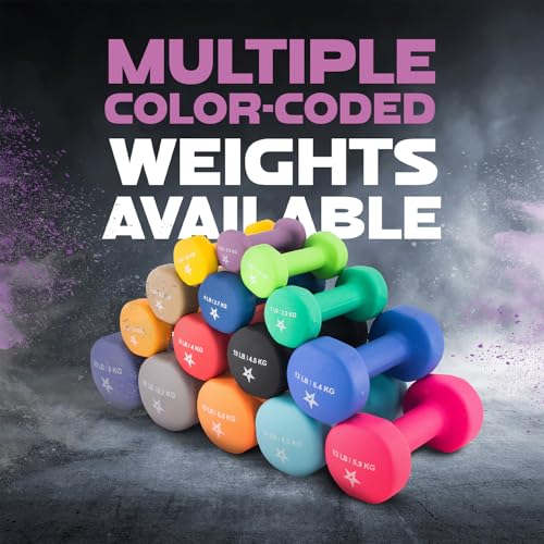 Yes4All 5 lbs Dumbbells Neoprene with Non Slip Grip – Great for Total Body Workout – Total Weight: 10 lbs (Set of 2)