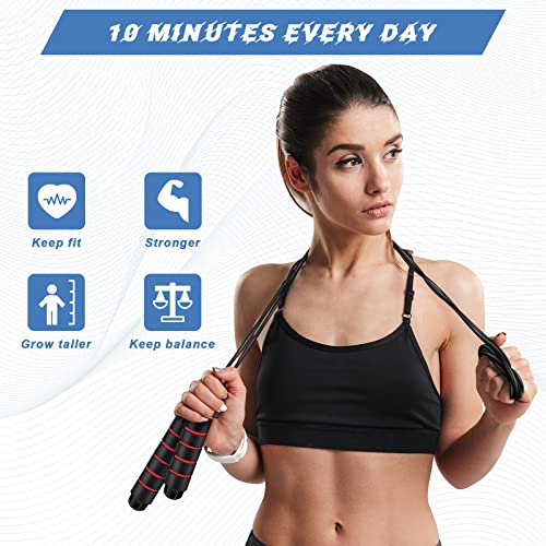 Junkin 12 Pieces Jump Ropes for Fitness with Ball Bearings Speed Jumping Adjustable Skipping Rope with Foam Handles Exerci...