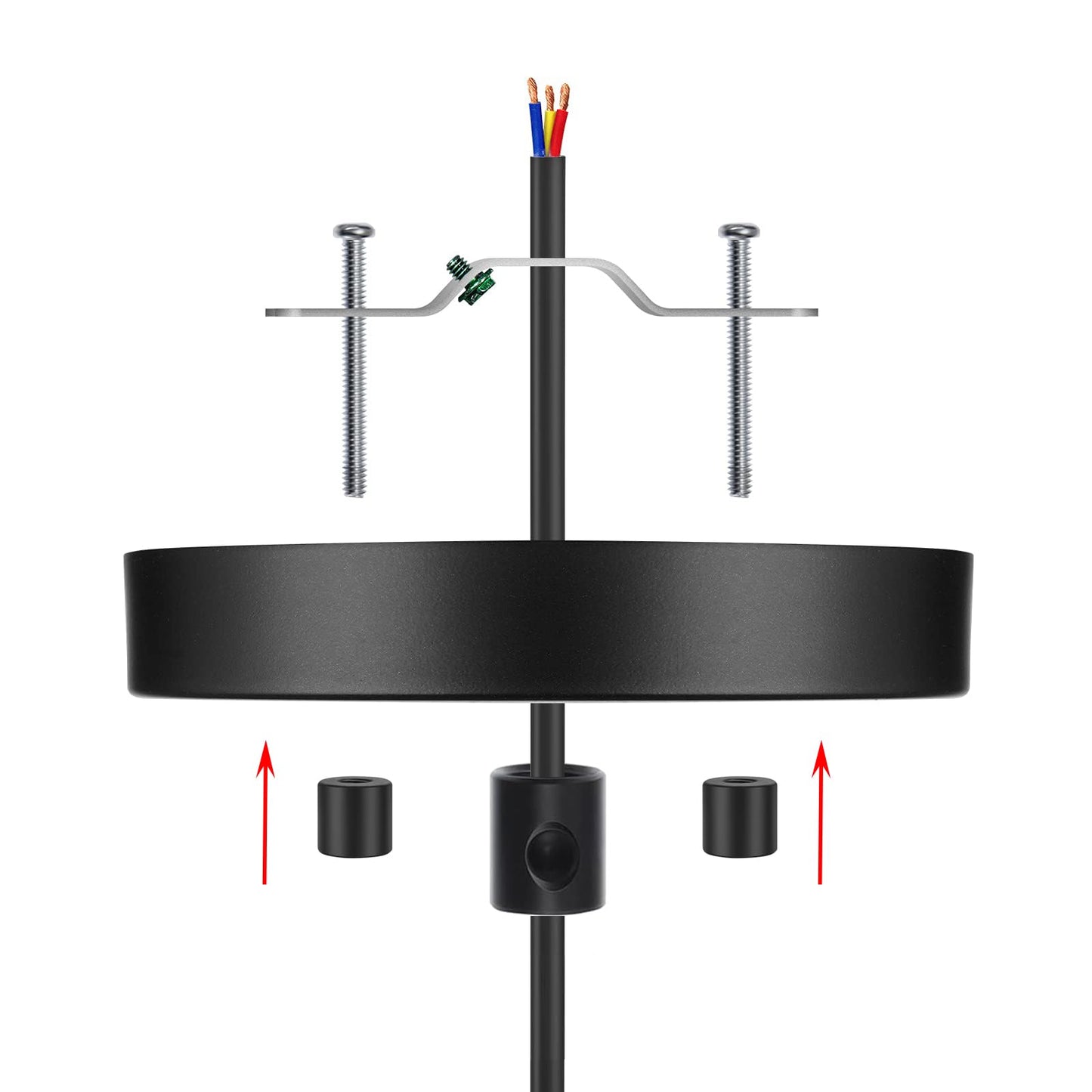 Canomo Ceiling Lighting Canopy Kit, Black Metal Pendant Light Plate Cover, 5.125 Inch, Includes Mounting Hardware
