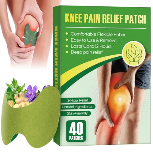 40PCS Knee Patches, Natural Wormwood Extract Patches for Knees, Fast Relief for Knee, Joint and Muscle Pain, 12 Hour Long ...