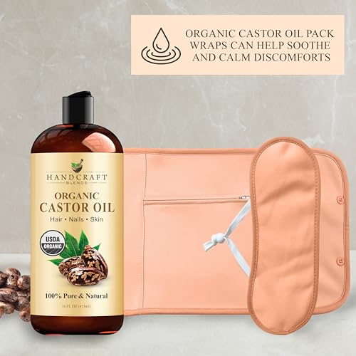 Handcraft Blends Castor Oil Pack Wrap | Organic Castor Oil 16 oz | Reusable Wraps | Durable Comfortable Pack Wraps | Adjus...