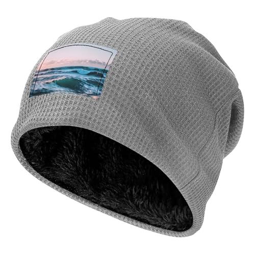 Ocean Waves Print Lightweight Waffle Pullover Hat Men Women Winter Headwear Outdoor Camping Travel