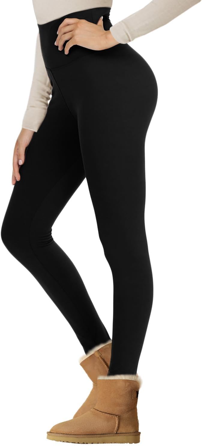 NexiEpoch Fleece Lined Leggings Women - High Waisted Winter Yoga Pants Tummy Control Soft Thermal Warm for Hiking Workout