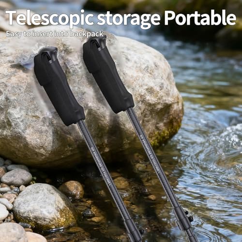 Trekking PoVtsliy Trekking Poles Carbon Fiber, Adjustable Collapsible Ultralight with EVA Grip & Anti-Shock, Hiking Poles ...