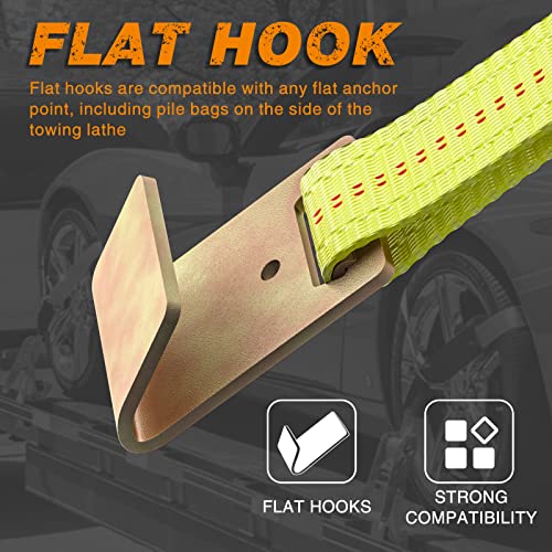 Autofonder Adjustable Vehicle Tie Down Kit with Flat Hook Heavy Duty-Break Strength 10,000 lbs-Working Load 3333 lbs-2" x ...